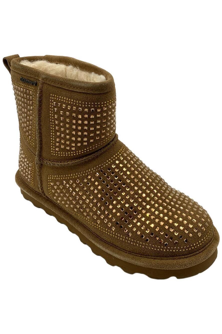 BEARPAW Women's Stassie Jeweled Suede Boot Hickory - Medium